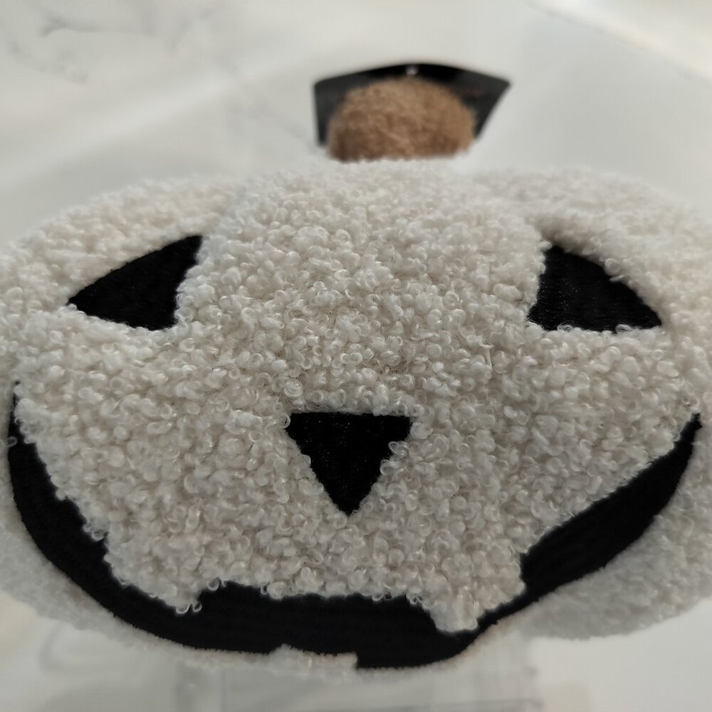 Faux Sherpa Pumpkin Pillow - Cream